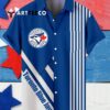 Toronto Blue Jays Baseball Classic Team Logo Stripe Stand Collar With Pocket Hawaiian Shirt 4