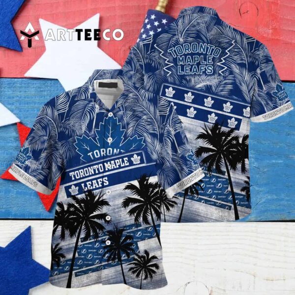 Toronto Maple Leafs Palm Tree Pattern Hawaiian shirt 4