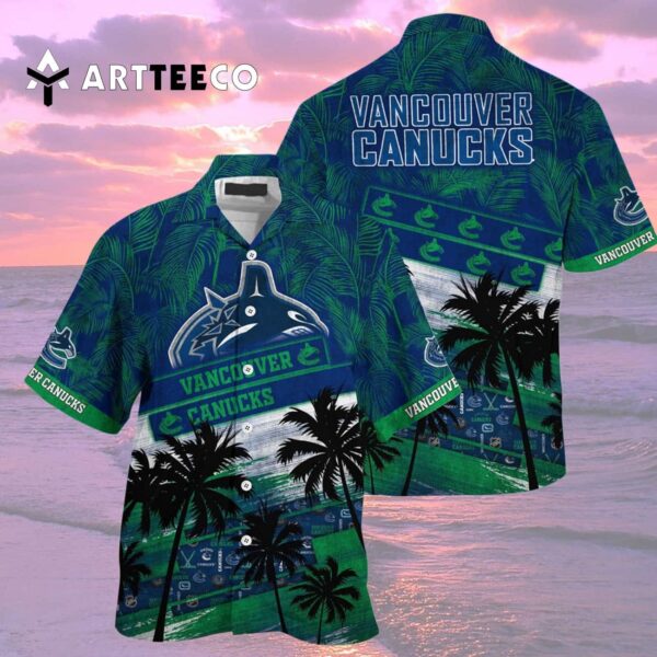 Vancouver Canucks Palm Tree Pattern Hawaiian shirt 2