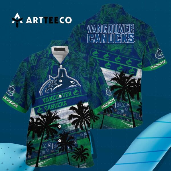 Vancouver Canucks Palm Tree Pattern Hawaiian shirt 3