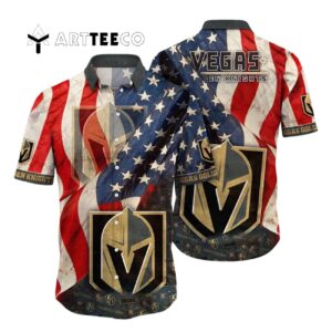 Vegas Golden Knights American Flag Summer Hawaiian shirt 1