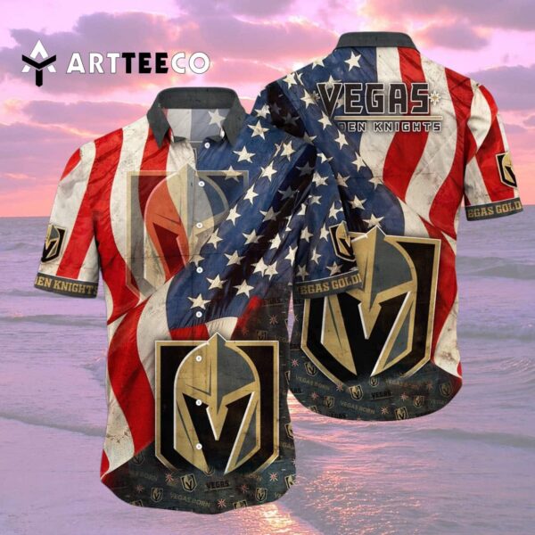 Vegas Golden Knights American Flag Summer Hawaiian shirt 2