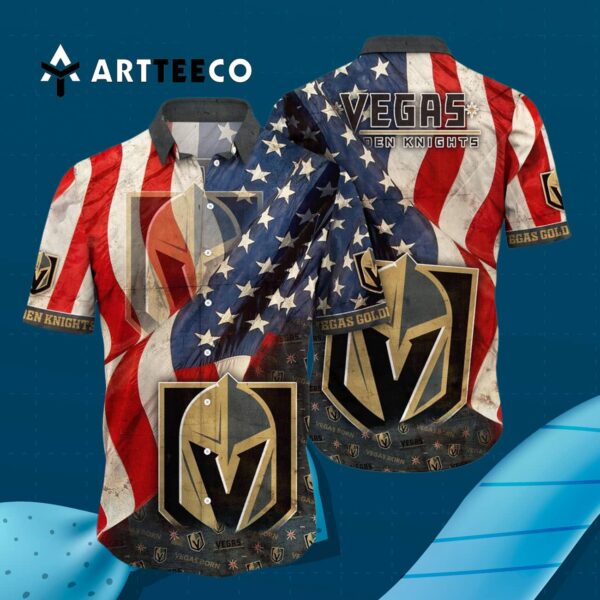 Vegas Golden Knights American Flag Summer Hawaiian shirt 3