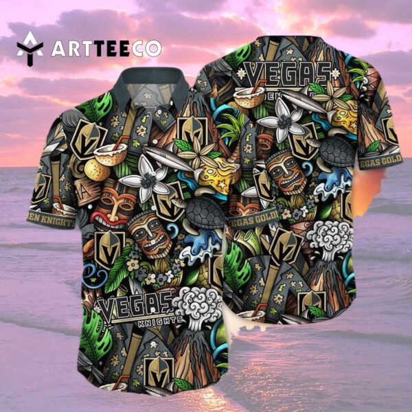 Vegas Golden Knights Flower Summer Hawaiian shirt 2