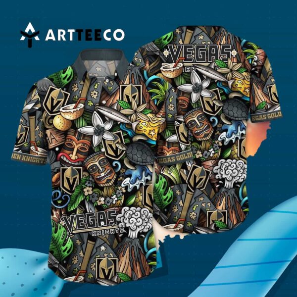 Vegas Golden Knights Flower Summer Hawaiian shirt 3