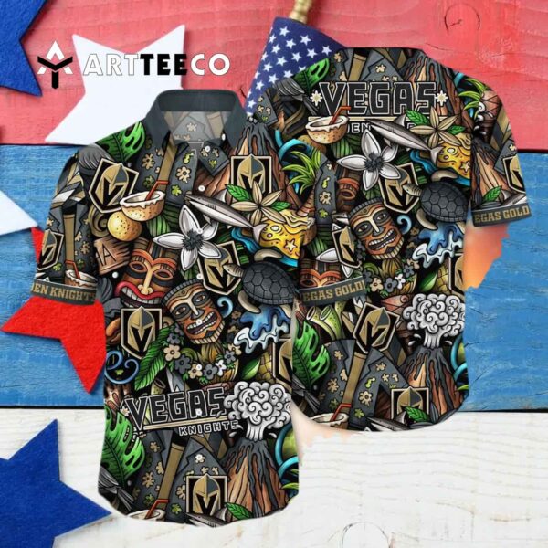 Vegas Golden Knights Flower Summer Hawaiian shirt 4