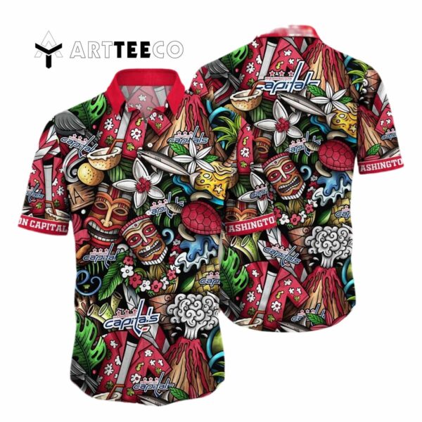 Washington Capitals Flower Summer Hawaiian shirt 1