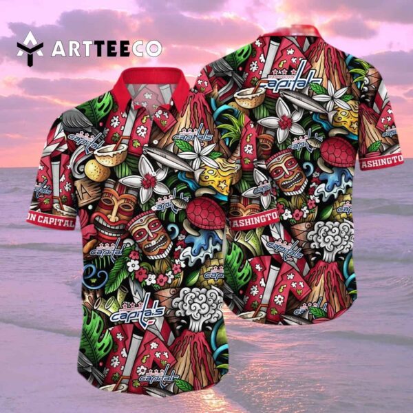 Washington Capitals Flower Summer Hawaiian shirt 2