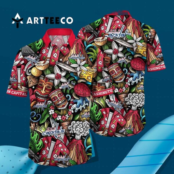 Washington Capitals Flower Summer Hawaiian shirt 3
