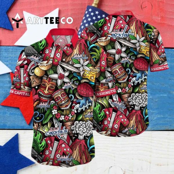 Washington Capitals Flower Summer Hawaiian shirt 4