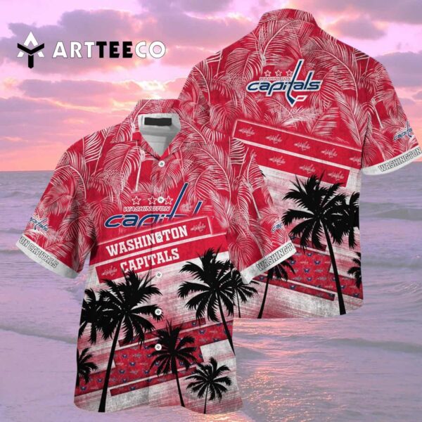 Washington Capitals Palm Tree Pattern Hawaiian shirt 2
