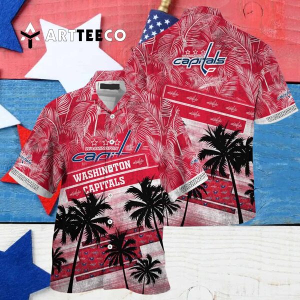 Washington Capitals Palm Tree Pattern Hawaiian shirt 4