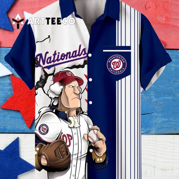 Washington Nationals Classic Retro Baseball Team Print With Pocket Hawaiian Shirt 4