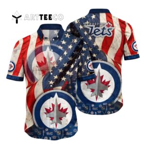 Winnipeg Jets American Flag Summer Hawaiian shirt 1