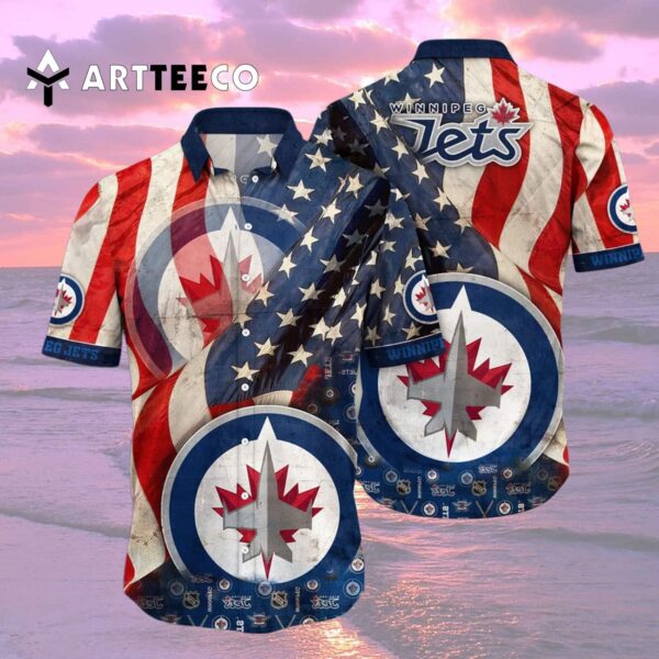 Winnipeg Jets American Flag Summer Hawaiian shirt 2