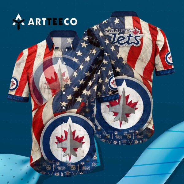 Winnipeg Jets American Flag Summer Hawaiian shirt 3