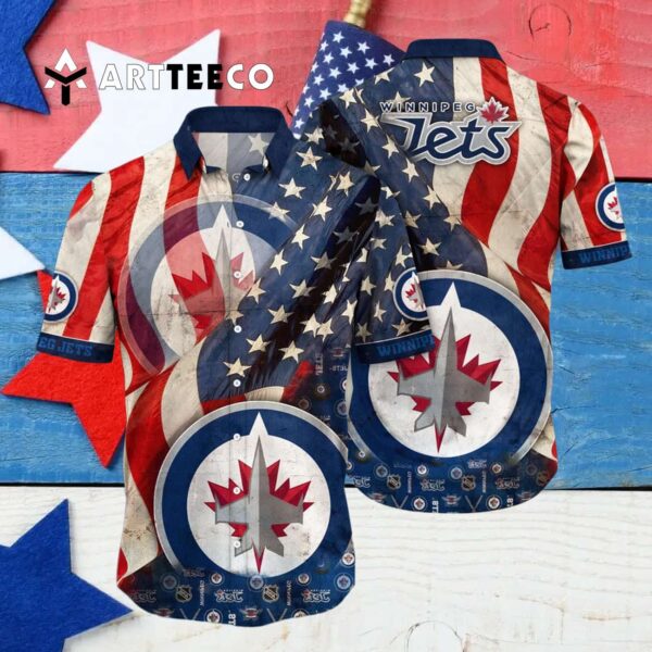 Winnipeg Jets American Flag Summer Hawaiian shirt 4