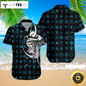 Amazing Viking Blue Pattern Happy Fathers Day Hawaiian Shirt