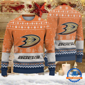 Anaheim Ducks Hockey Team Design New Christmas Ugly Sweater
