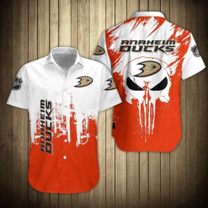 Anaheim Ducks Skull Splash Hawaiian Shirt