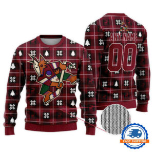 Arizona Coyotes Personalized Snow Tree Christmas Ugly Sweater