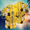 Boston Bruins Golden Stripe Floral Hawaiian Shirt