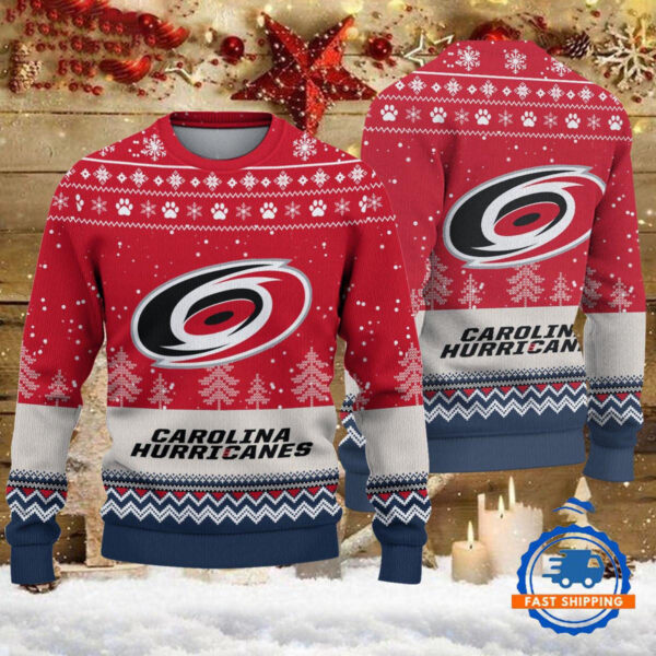 Carolina Hurricanes Hockey Team Design New Christmas Ugly Sweater