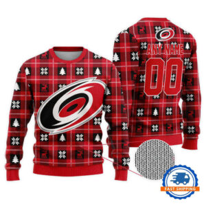 Carolina Hurricanes Personalized Snow Tree Christmas Ugly Sweater