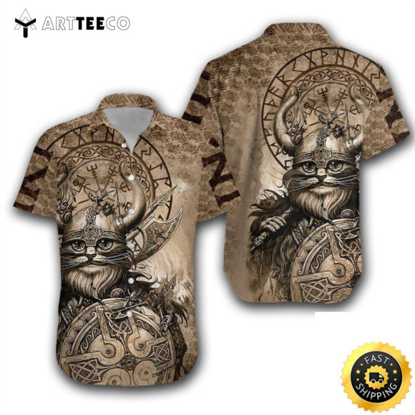 Classic Cat Viking Happy Fathers Day Hawaiian Shirt
