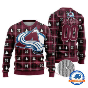 Colorado Avalanche Personalized Snow Tree Christmas Ugly Sweater