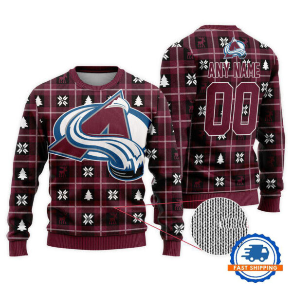 Colorado Avalanche Personalized Snow Tree Christmas Ugly Sweater