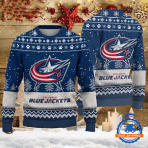 Columbus Blue Jackets Hockey Team Design New Christmas Ugly Sweater