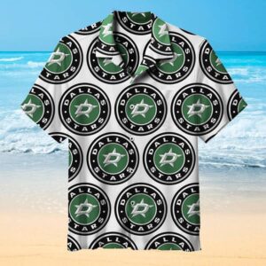 Dallas Stars Circular Emblem Hawaiian Shirt