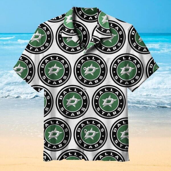 Dallas Stars Circular Emblem Hawaiian Shirt