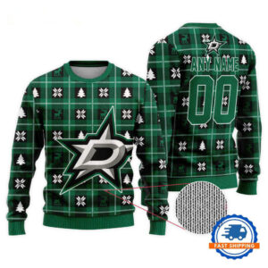 Dallas Stars Personalized Snow Tree Christmas Ugly Sweater