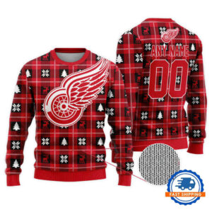 Detroit Red Wings Personalized Snow Tree Christmas Ugly Sweater