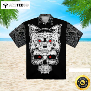 Fenrir Viking Skull Happy Fathers Day Hawaiian Shirt