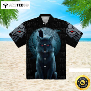 Fenrir Viking Wolf And Moon Happy Fathers Day Hawaiian Shirt