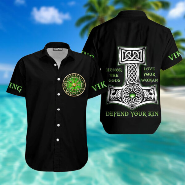 Green Vikings Art Happy Fathers Day Hawaiian Shirt