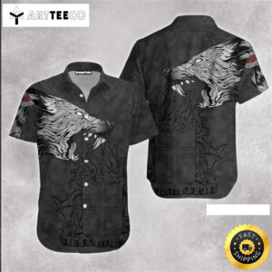 Iceland Fenrir Wolf And Vegvisir Viking Happy Fathers Day Hawaiian Shirt