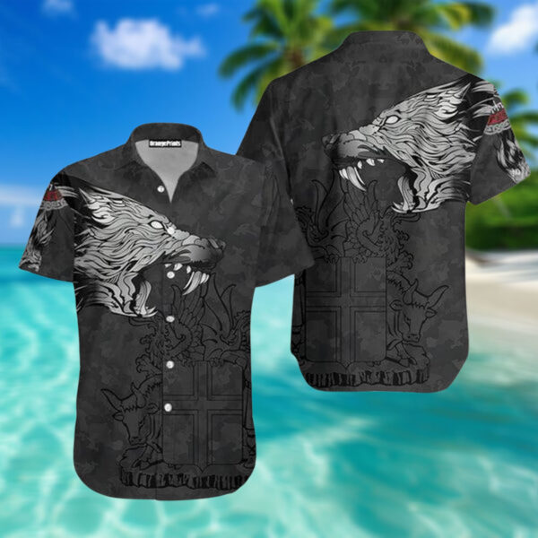 Iceland Fenrir Wolf And Vegvisir Viking Happy Fathers Day Hawaiian Shirt