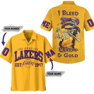 Los Angeles Lakers Bleed Purple Gold Hawaiian Shirt
