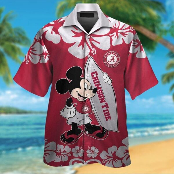 Mickey Mouse And Surfboard Alabama Crimson Tide Hawaiian Shirt