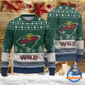 Minnesota Wild Hockey Team Design New Christmas Ugly Sweater