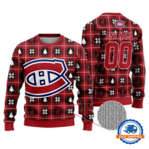Montreal Canadiens Personalized Snow Tree Christmas Ugly Sweater