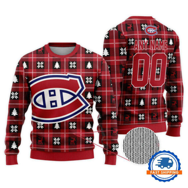 Montreal Canadiens Personalized Snow Tree Christmas Ugly Sweater