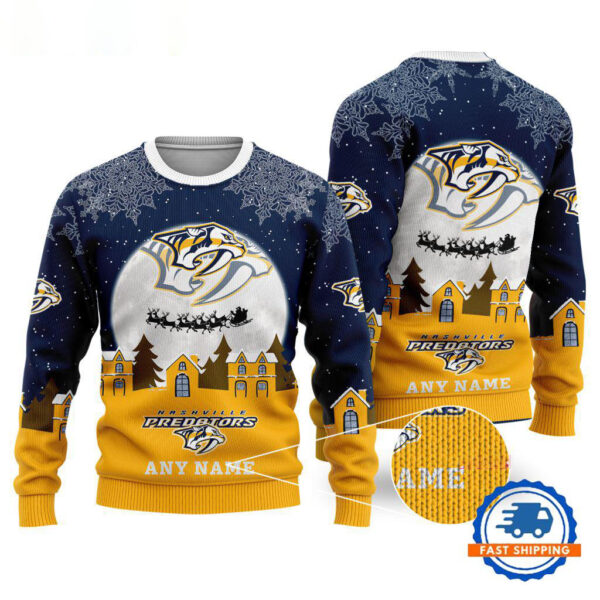 Nashville Predators Hockey New Design Litmited Christmas Ugly Sweater