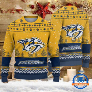 Nashville Predators Hockey Team Design New Christmas Ugly Sweater