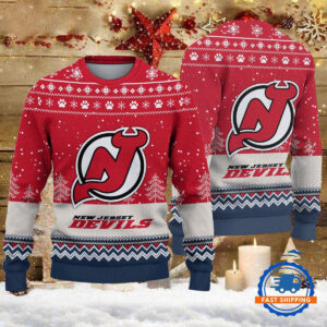 New Jersey Devils Hockey Team Design New Christmas Ugly Sweater