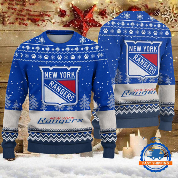 New York Rangers Hockey Team Design New Christmas Ugly Sweater